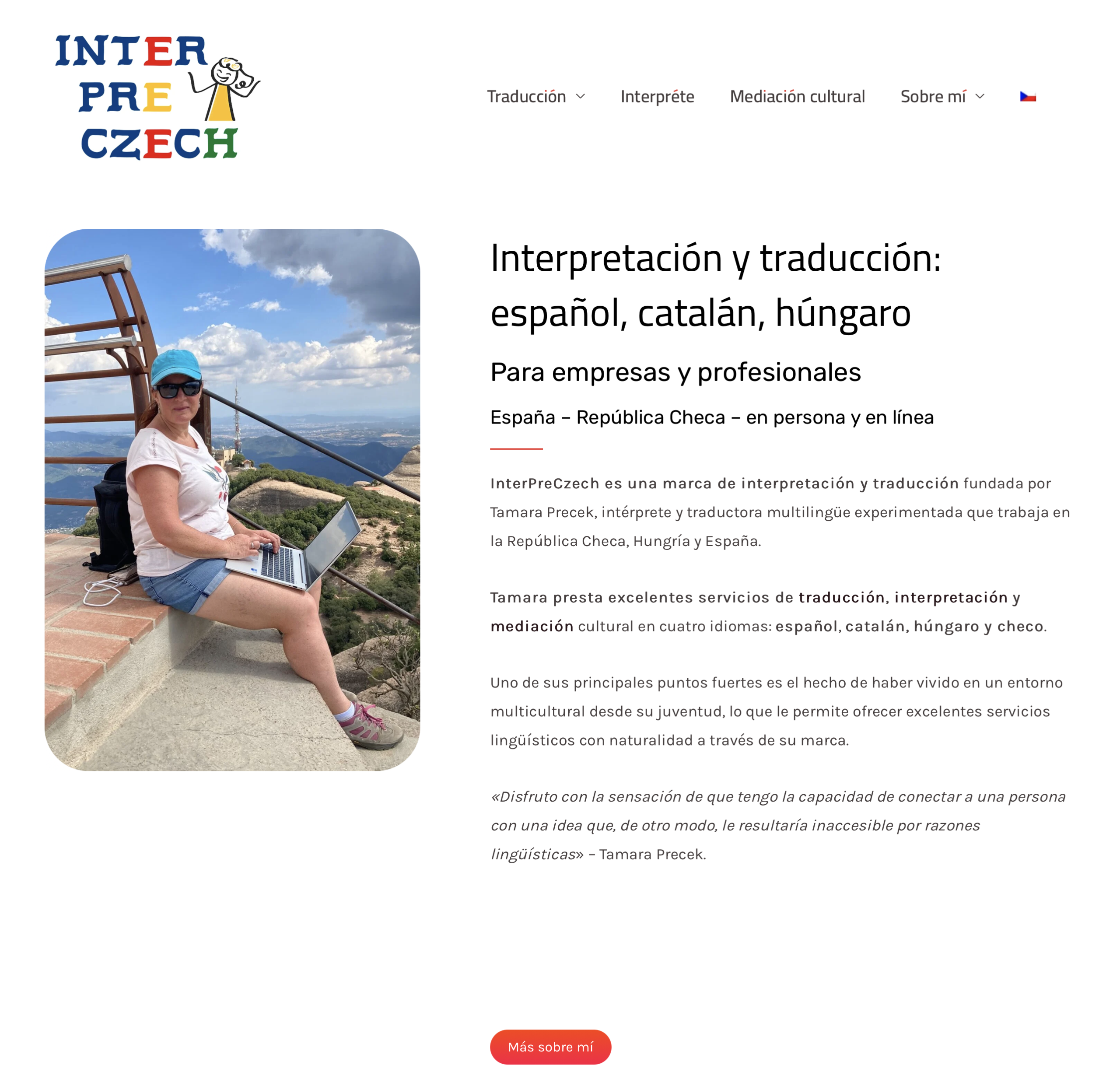 InterpreCzech website screenshot — professional presentation of translation services