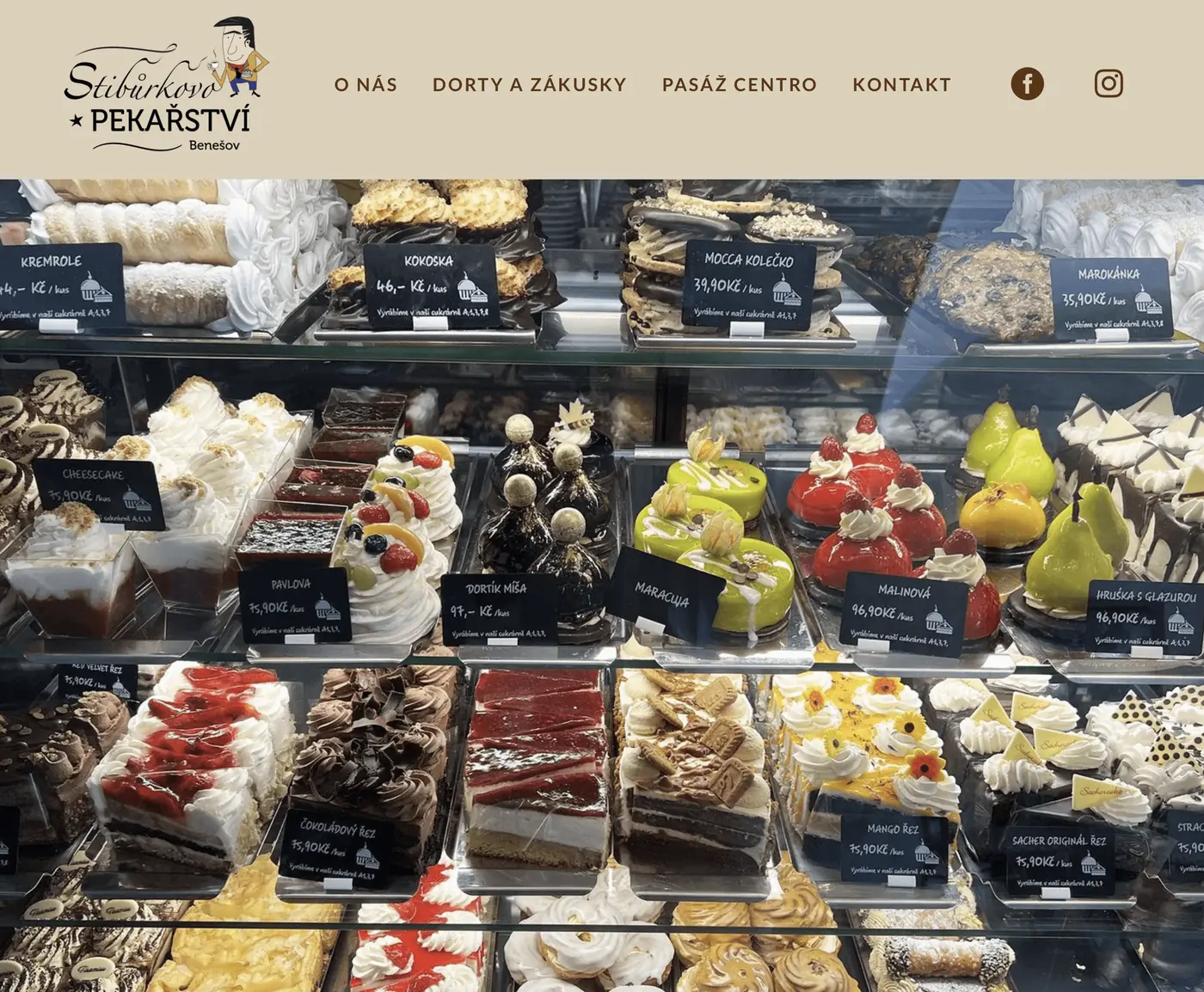 Stibůrkovo Pekařství website screenshot — bakery e-commerce and product showcase